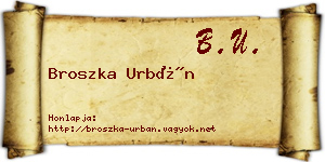 Broszka Urbán névjegykártya